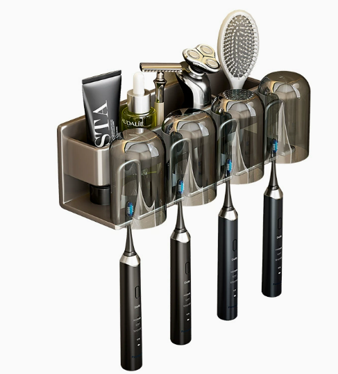 牙刷置物架免打孔漱口杯牙膏架壁挂式浴室收纳盒电动牙刷架