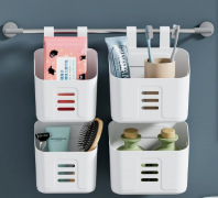 家用厨房小挂篮浴室置物架可挂式卫生间壁挂塑料悬挂收纳神器篮子